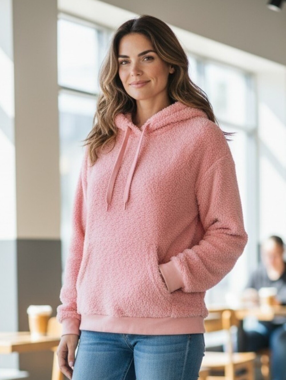 NEW Pink Plush Hooded Sweatshirt by Fifth Sun Size XL NWT